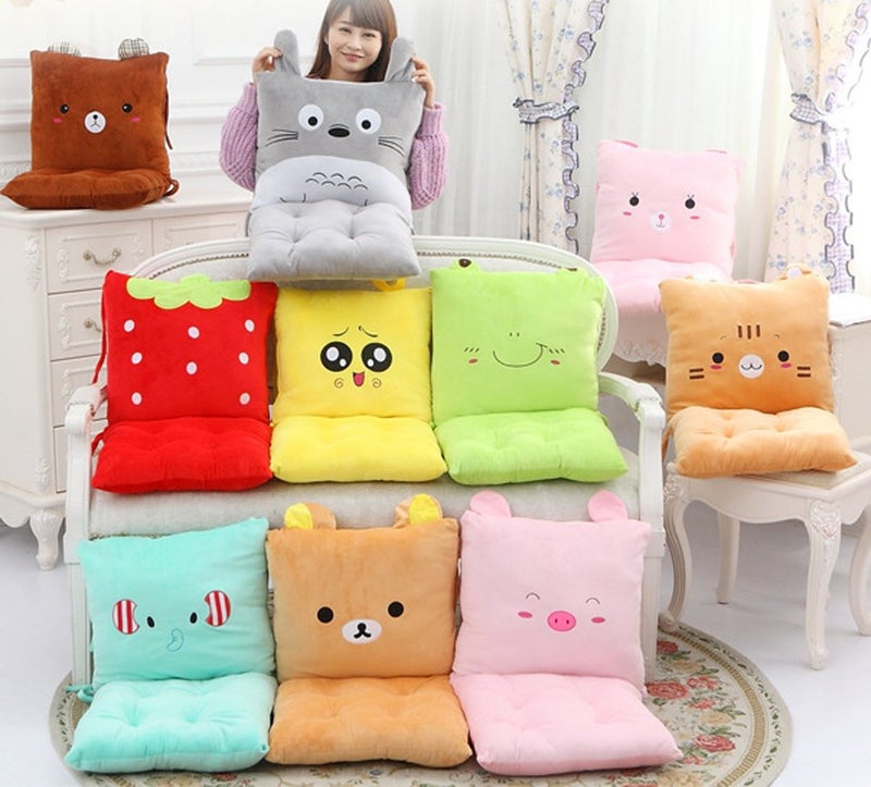 ChezMax Chair Cushion Plush Seat Cushion Back Cushion with Ties Thickened Desk Chair Pads Cartoon Waist Pillow Cushion Decor for Chair Car Office Patio Wheelchair Cartoon Bear - Image 4
